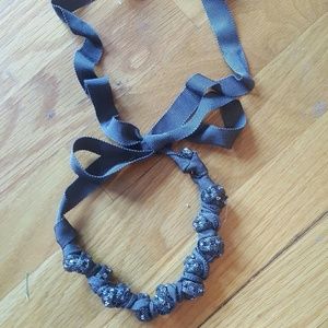 NWOT J Crew Ribbon Rhinestone Knot Necklace